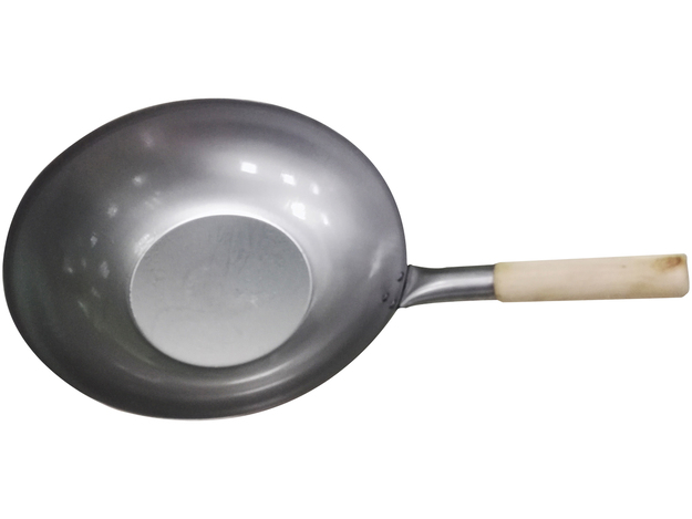 Wok met Houten Handvat Plat (35 cm)