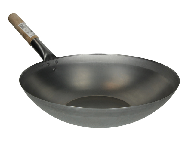 Platte Wok met Houten Handvat (38 cm)