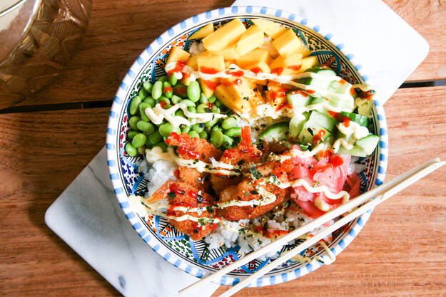 Pokebowl met vlindergarnalen